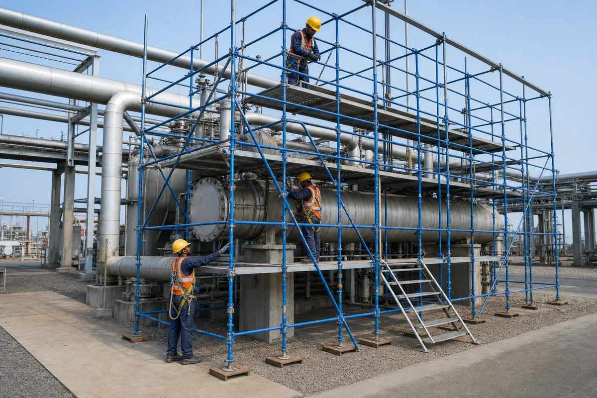 Scaffolding used for industrial maintenance