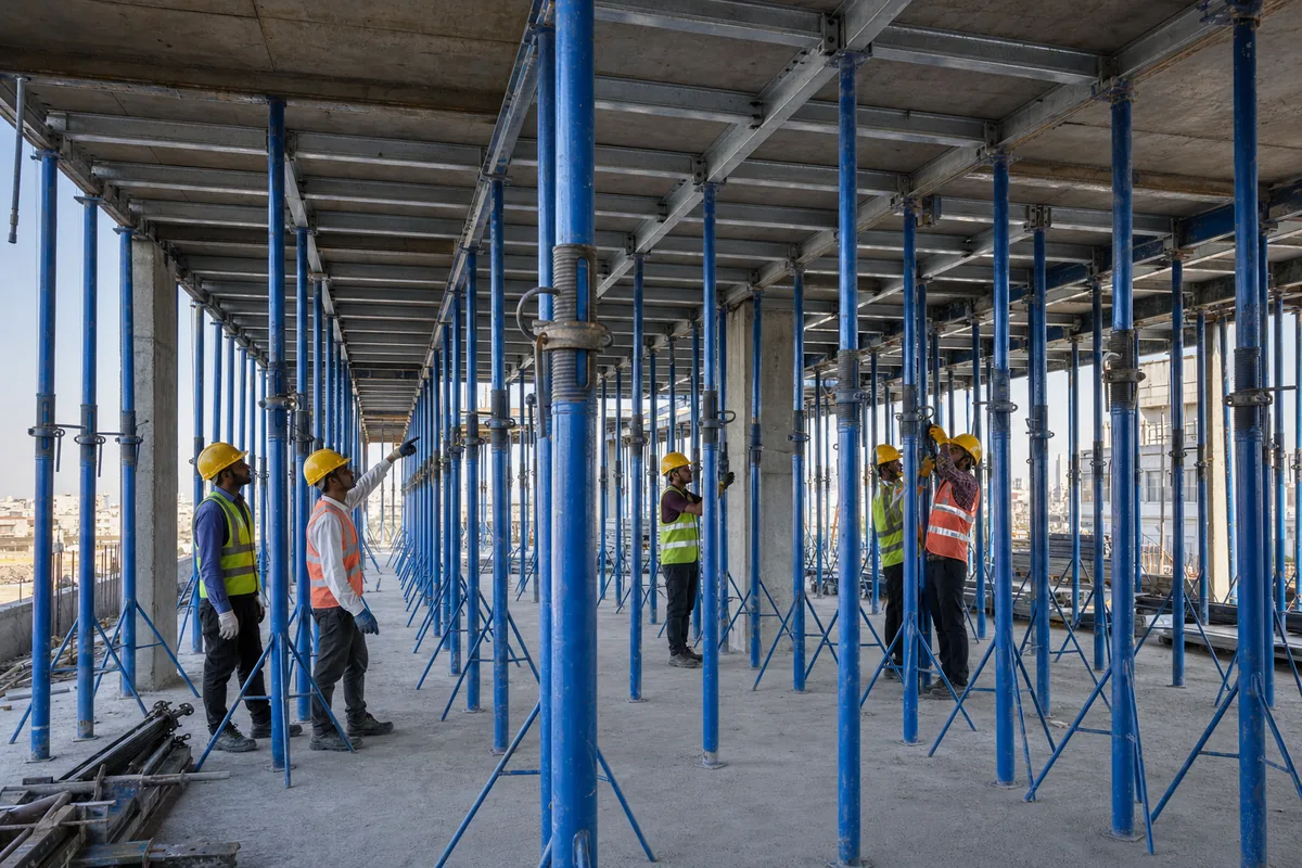 Slab formwork and centering material application