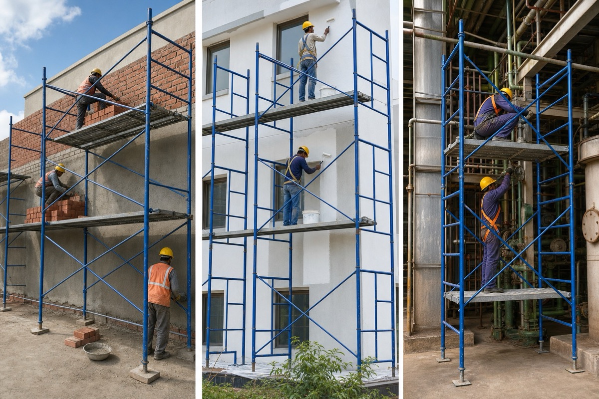 H-frame scaffolding used for facade and finishing work